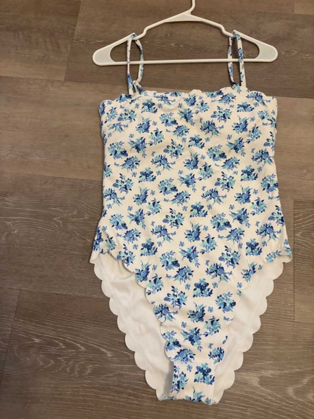 Victoria's Secret White One-Piece with Blue Floral Accents